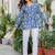 Womens blue self design cotton fabric kurtis 3/4 sleeves v-neck