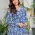 Womens blue self design cotton fabric kurtis 3/4 sleeves v-neck