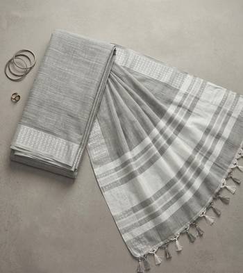 grey linen saree for women festive wear elegant ethnic wedding saree 4