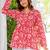 Womens red self design cotton fabric kurtis 3/4 sleeves v-neck