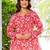 Womens red self design cotton fabric kurtis 3/4 sleeves v-neck