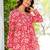 Womens red self design cotton fabric kurtis 3/4 sleeves v-neck