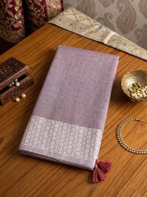 pink linen saree for women festive wear elegant ethnic wedding saree 4