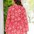 Womens red self design cotton fabric kurtis 3/4 sleeves v-neck