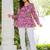 Womens purple self design cotton fabric kurtis 3/4 sleeves v-neck