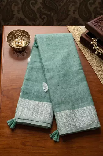 mehendi green linen saree for women festive wear elegant 