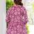 Womens purple self design cotton fabric kurtis 3/4 sleeves v-neck