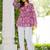 Womens purple self design cotton fabric kurtis 3/4 sleeves v-neck