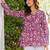 Womens purple self design cotton fabric kurtis 3/4 sleeves v-neck