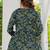 Womens green self design cotton fabric kurtis 3/4 sleeves v-neck