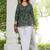 Womens green self design cotton fabric kurtis 3/4 sleeves v-neck