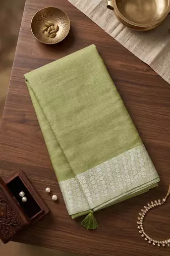 olive green linen saree for women elegant festive ethnic wear saree