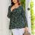 Womens green self design cotton fabric kurtis 3/4 sleeves v-neck