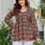 Womens multi self design cotton fabric kurtis 3/4 sleeves v-neck
