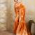 orange banarasi soft silk blend saree for women 