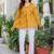 Womens yellow self design cotton fabric kurtis 3/4 sleeves v-neck