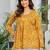 Womens yellow self design cotton fabric kurtis 3/4 sleeves v-neck