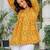 Womens yellow self design cotton fabric kurtis 3/4 sleeves v-neck