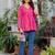 Womens pink self design cotton fabric kurtis 3/4 sleeves v-neck