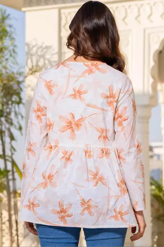 Womens white self design cotton fabric kurtis 3/4 sleeves v-neck