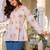 Womens white self design cotton fabric kurtis 3/4 sleeves v-neck