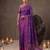 violet soft silk blend saree for women with blue blouse 