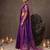 violet soft silk blend saree for women with blue blouse 
