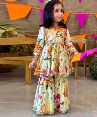 Multicolor printed chanderi sharara set 2