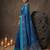 sky blue soft silk blend saree for women with blue blouse 