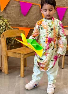 Multicolor printed chanderi kurta set 2