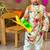 Multicolor printed chanderi kurta set
