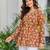Womens orange self design cotton fabric kurtis 3/4 sleeves v-neck