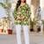 Womens green self design cotton fabric kurtis 3/4 sleeves v-neck