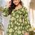 Womens green self design cotton fabric kurtis 3/4 sleeves v-neck