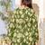 Womens green self design cotton fabric kurtis 3/4 sleeves v-neck