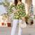 Womens green self design cotton fabric kurtis 3/4 sleeves v-neck