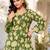 Womens green self design cotton fabric kurtis 3/4 sleeves v-neck
