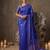 royal blue soft silk blend saree for women with blue blouse 