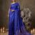 royal blue soft silk blend saree for women with blue blouse 