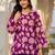 Womens purple self design cotton fabric kurtis 3/4 sleeves v-neck