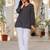 Womens black self design cotton fabric kurtis 3/4 sleeves v-neck