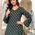 Womens green self design cotton fabric kurtis 3/4 sleeves v-neck