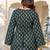 Womens green self design cotton fabric kurtis 3/4 sleeves v-neck