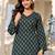 Womens green self design cotton fabric kurtis 3/4 sleeves v-neck