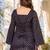 Womens navy blue self design cotton fabric kurtis 3/4 sleeves square neck