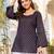 Womens navy blue self design cotton fabric kurtis 3/4 sleeves square neck