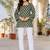 Womens green self design cotton fabric kurtis 3/4 sleeves square neck