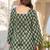 Womens green self design cotton fabric kurtis 3/4 sleeves square neck