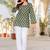 Womens green self design cotton fabric kurtis 3/4 sleeves square neck