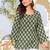 Womens green self design cotton fabric kurtis 3/4 sleeves square neck
